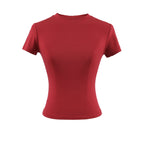 2024 New High Quality Casual T shirt Sexy Slim Short Sleeves Fashion Trend Solid Women Clothing y2k Tops