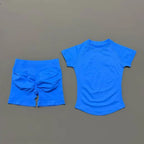 2 Pcs HISTELLO Impact Gym Sets Short Sleeve Seamless Yoga Clothing Fitness Set Women Workout Running Sports Short Leggings Suit