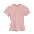 2024 New High Quality Casual T shirt Sexy Slim Short Sleeves Fashion Trend Solid Women Clothing y2k Tops