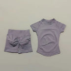 2 Pcs HISTELLO Impact Gym Sets Short Sleeve Seamless Yoga Clothing Fitness Set Women Workout Running Sports Short Leggings Suit