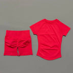 2 Pcs HISTELLO Impact Gym Sets Short Sleeve Seamless Yoga Clothing Fitness Set Women Workout Running Sports Short Leggings Suit