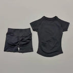 2 Pcs HISTELLO Impact Gym Sets Short Sleeve Seamless Yoga Clothing Fitness Set Women Workout Running Sports Short Leggings Suit