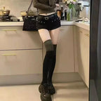 Black Sexy Low Waist Y2K Jean Shorts Woman Punk Gothic Popular Denim Super Shorts Female Korean Fashion Slin Fit Hot Short Pants